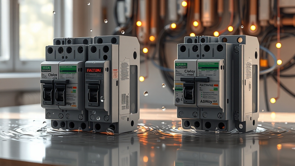 누전 차단기 종류 및 선택 (realistic 스타일)