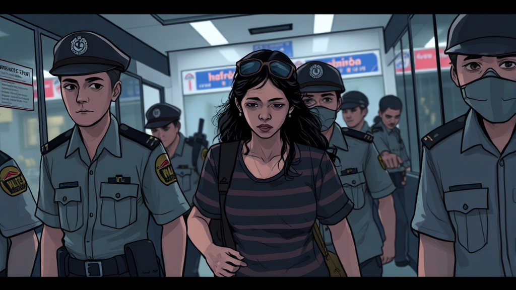 해외 도피 및 체포 과정 (illustration 스타일)