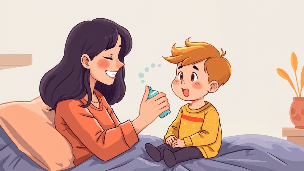 가정 상비약, 액상 해열제 선택 (cartoon 스타일)