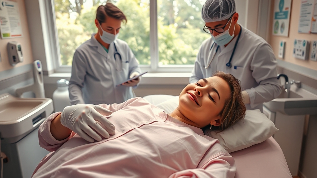 대장내시경 검사 과정 (realistic 스타일)