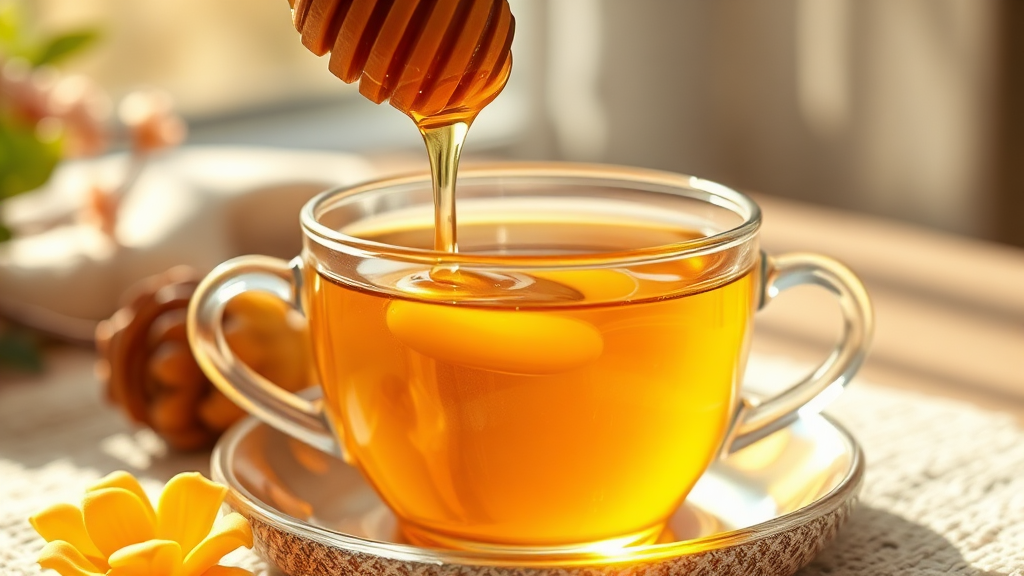 꿀, 기관지 진정과 면역력 강화 (realistic 스타일)