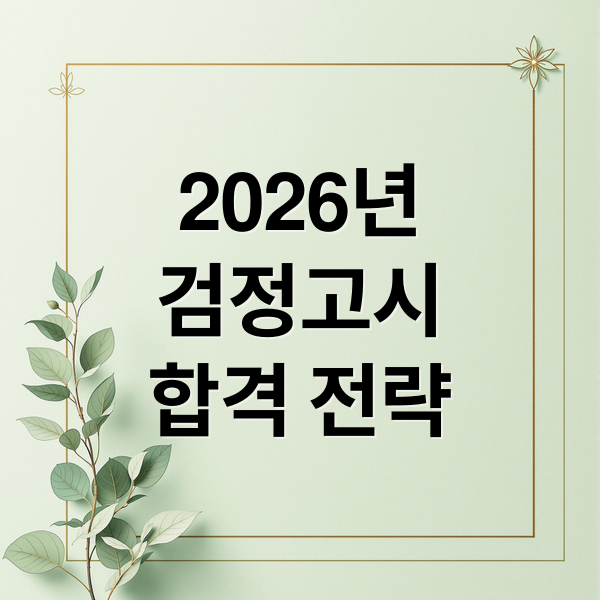 2026년
검정고시
합격 전략 (2026년 검정고시 기출문제 공부법)
