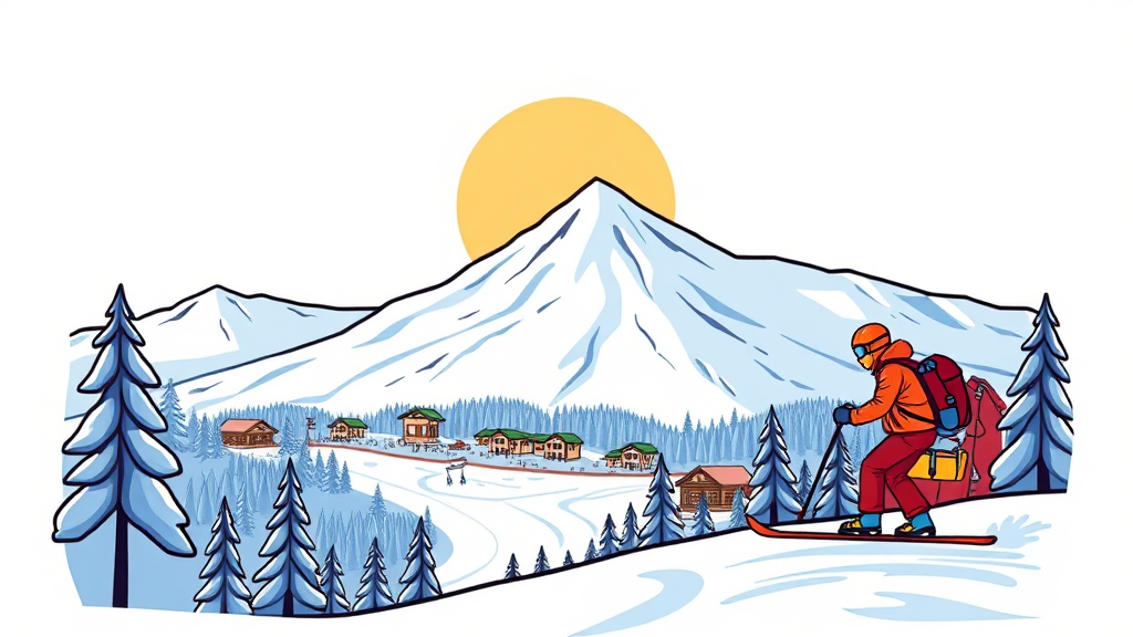 스키장별 개장 일정 및 특징 비교 (cartoon 스타일)