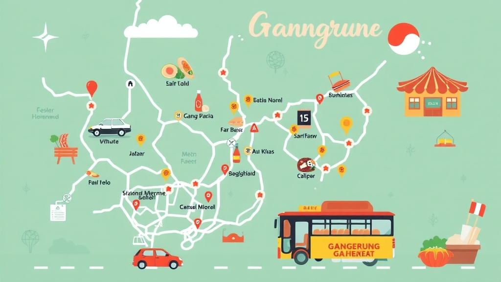 강릉 맛집 위치 & 접근성 (illustration 스타일)