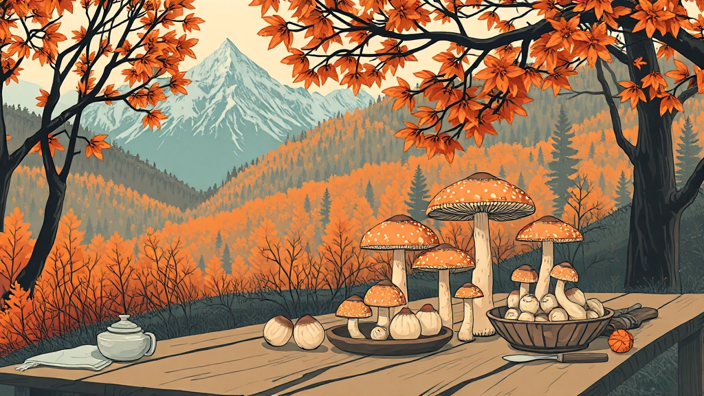 능이버섯 부작용 및 섭취 시 주의사항 (illustration 스타일)