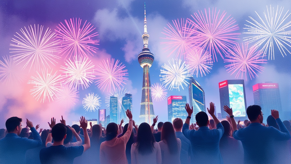 롯데월드타워 카운트다운 파티 (watercolor 스타일)