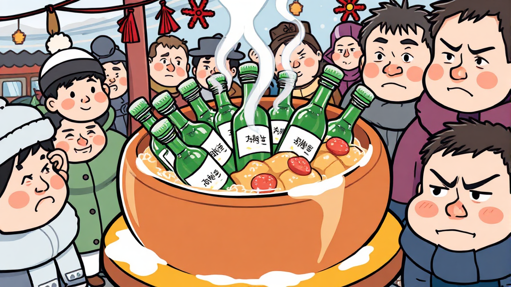 어묵탕 막걸리병 사건의 전말 (cartoon 스타일)