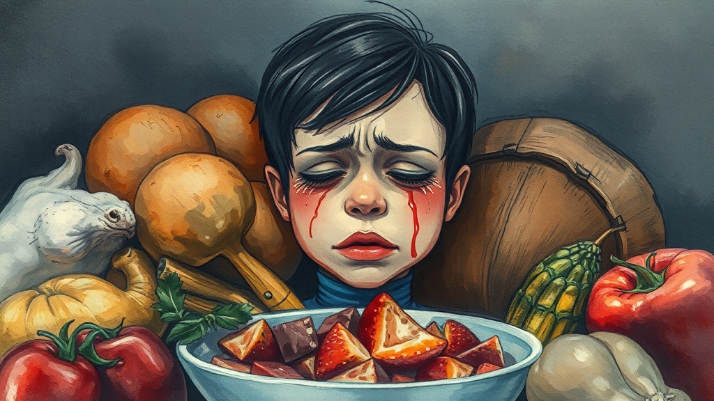 폭식증의 증상 (watercolor 스타일)