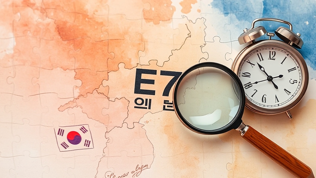 E7 비자 발급 후 관리 (watercolor 스타일)