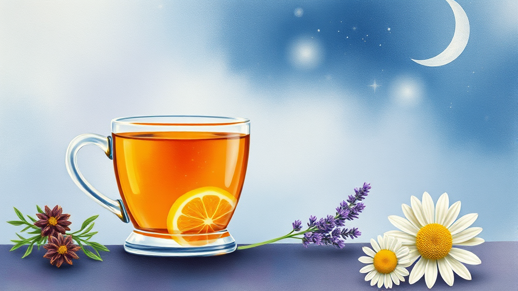 자연의 선물, 불면증 완화에 도움 되는 차들 (대추, 로즈마리 등) (watercolor 스타일)