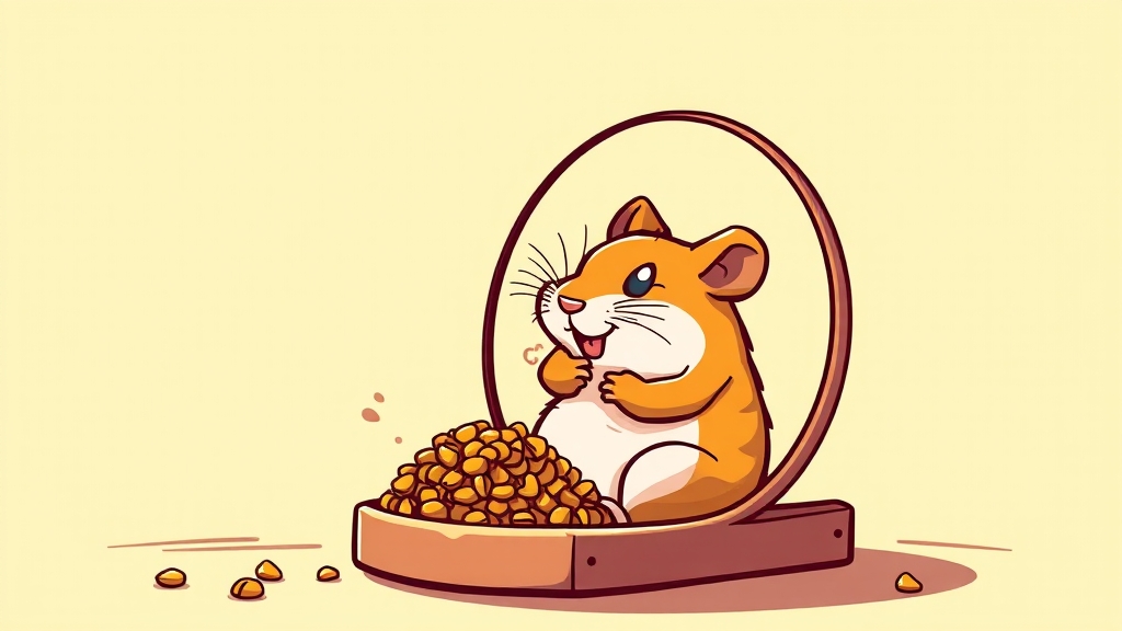 햄스터 용품: 사료, 놀이, 위생 (cartoon 스타일)