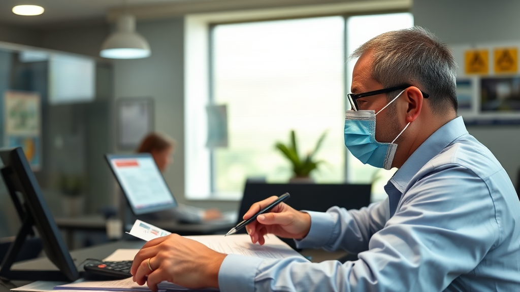 세무서 민원실 방문 시 준비 서류 및 유의사항 (realistic 스타일)