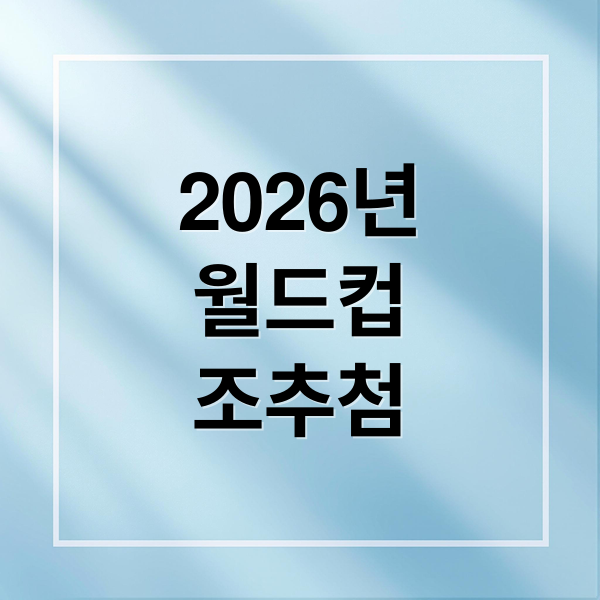 2026 북중미 월드컵 조 추첨 시나리오 완벽 분석: 손흥민 마지막 월드컵, '최상의 조'와 '최악의 조'는? 1 2026년
월드컵
조추첨 (2026 북중미 월드컴 조추첨)