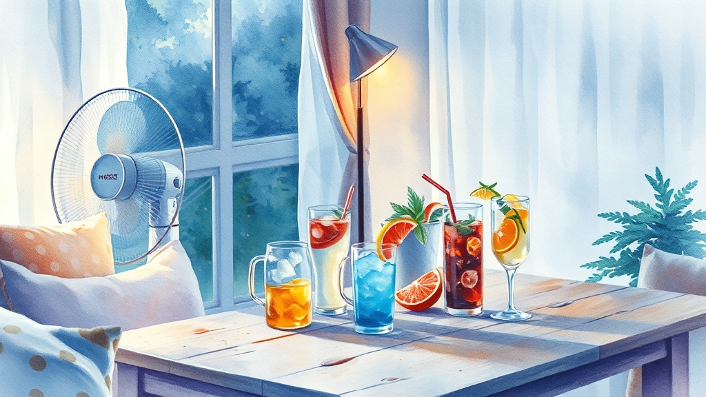 에어컨, 적정 온도와 건강 관리 (watercolor 스타일)