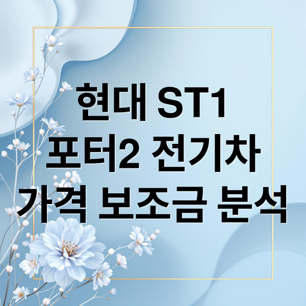현대 ST1
포터2 전기차
가격 보조금 분석 (현대 ST1 포터2 전기차 적재함 보조금)