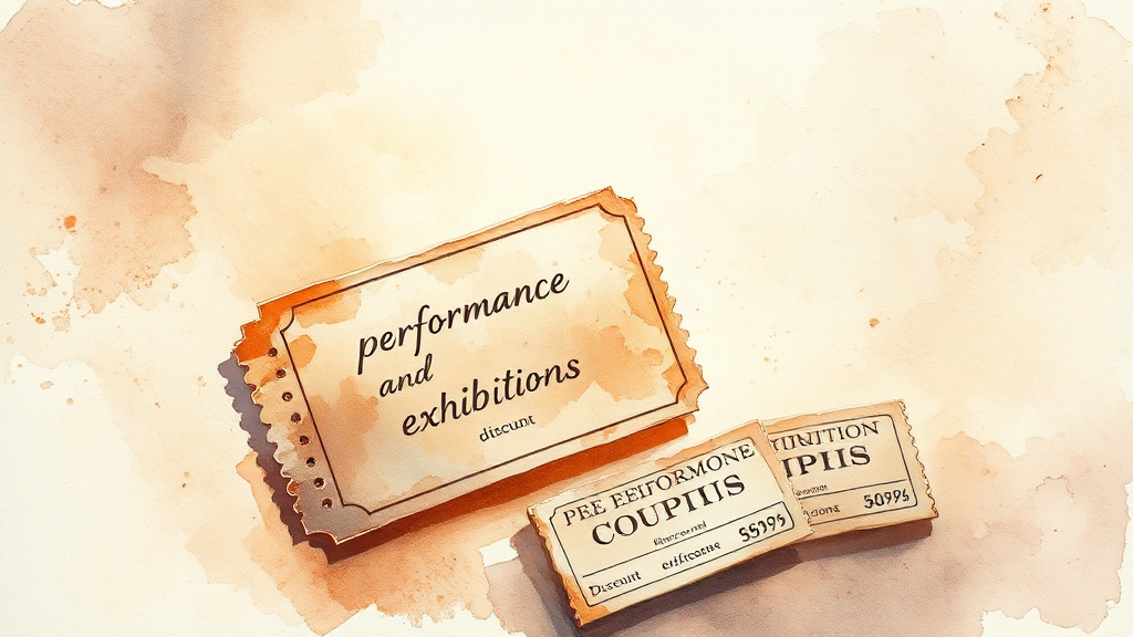 할인권 사용 조건 및 예매처 (watercolor 스타일)