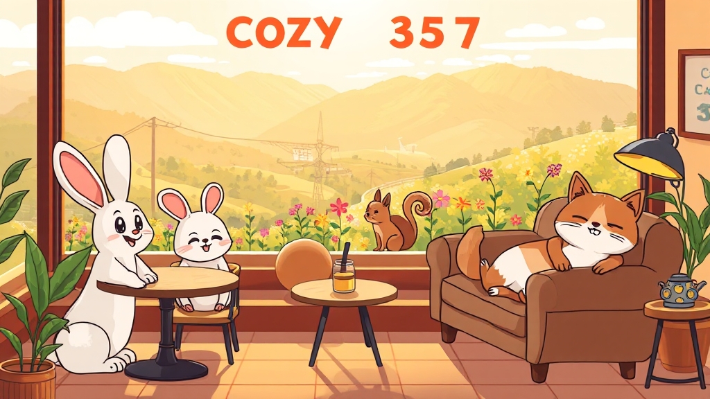 카페357 & 원주 카페 문화 (cartoon 스타일)
