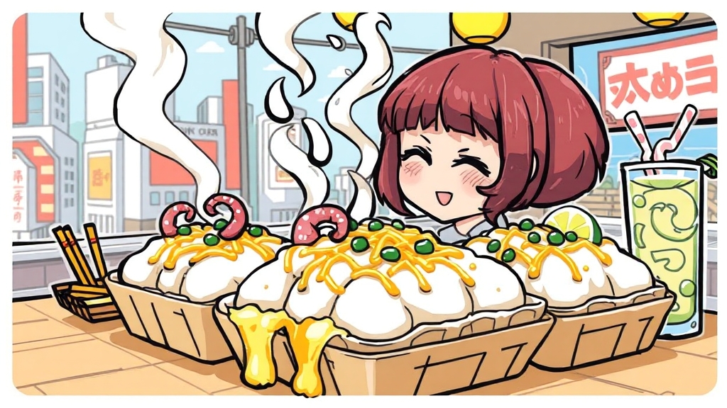 난바 타코야끼: 특별한 체험 (cartoon 스타일)