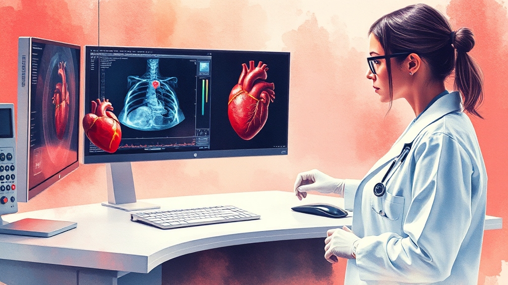 심낭압전 진단 방법 (watercolor 스타일)