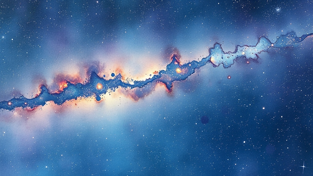 CMB 관측을 통한 우주 정보 해석 (watercolor 스타일)