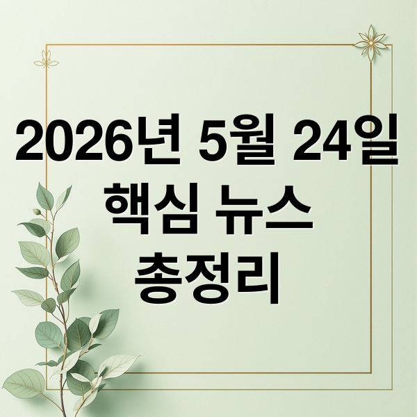 2026년 5월 24일
핵심 뉴스
총정리 (2026년 5월 24일 오늘의 주요 뉴스)