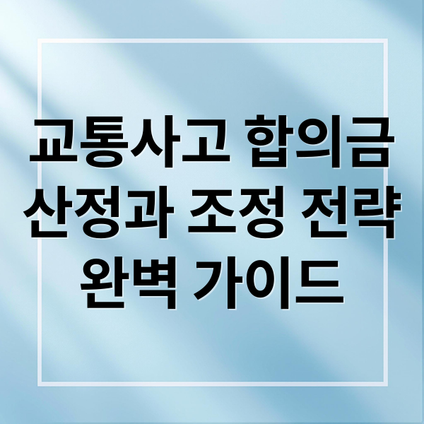 교통사고 합의금
산정과 조정 전략
완벽 가이드 (교통사고합의금 정산기준)