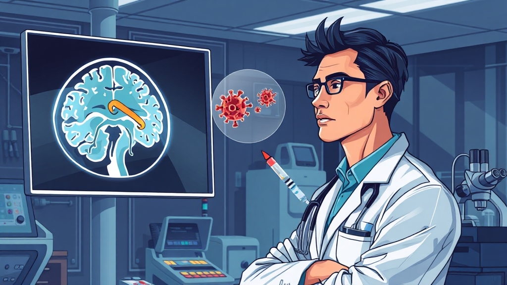 뇌수막염 진단 및 치료 (illustration 스타일)