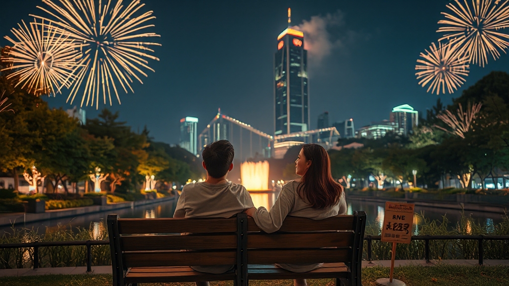 불꽃축제 명당 자리 분석 (realistic 스타일)