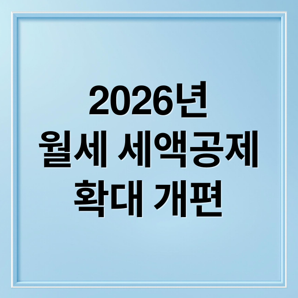 2026년
월세 세액공제
확대 개편 (월세 세액공제 확대 주거지원 정책)