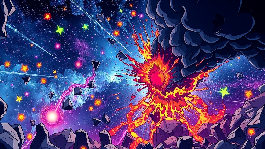 빅 립: 암흑 에너지에 의한 우주 찢어짐 현상 (cartoon 스타일)