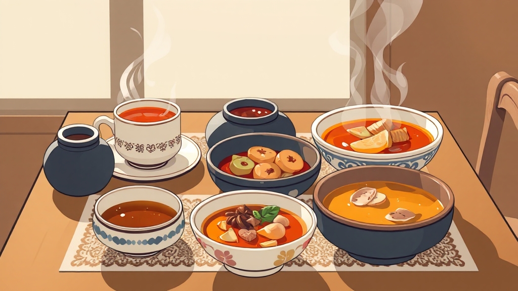 감기 완화에 좋은 음식들 (illustration 스타일)