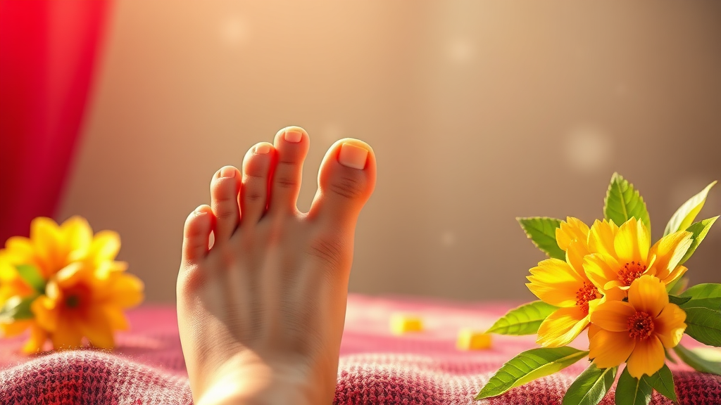발바닥 지압, 통증 완화부터 소화 개선까지 (realistic 스타일)