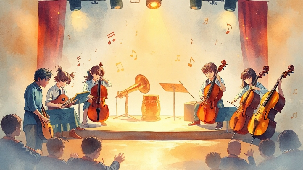 악기 선택 및 연주 방법 (watercolor 스타일)