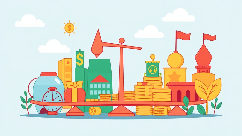 투자 상품 종류 및 선택 (cartoon 스타일)