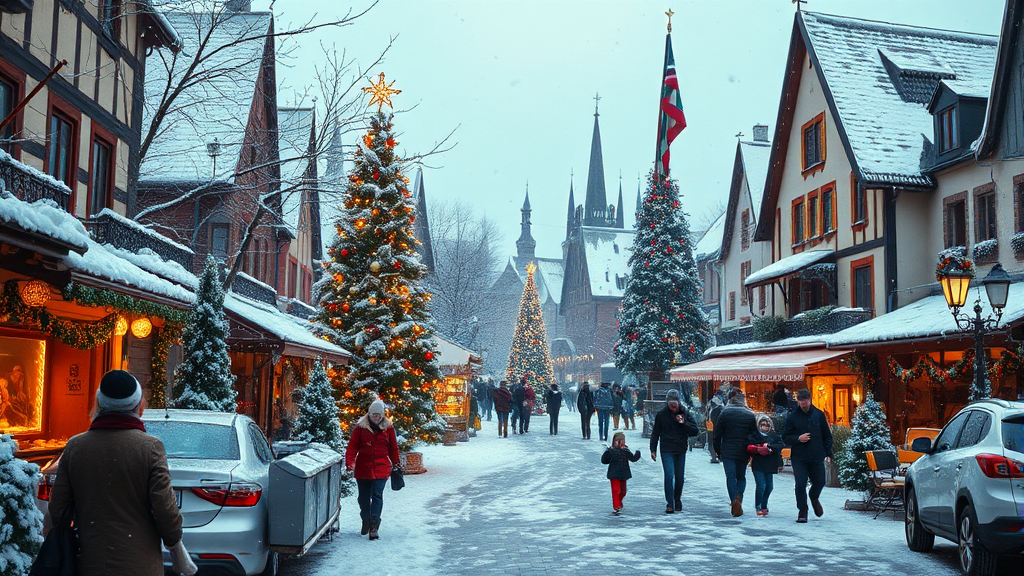 테마파크에서 즐기는 크리스마스 (realistic 스타일)