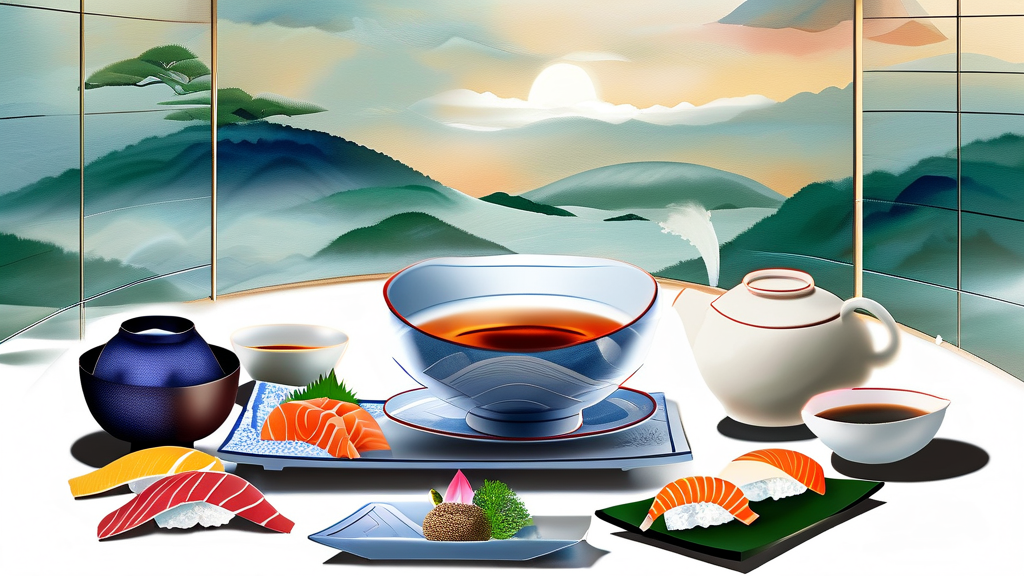 미식의 향연: 덴쿠 유보 세이카이소의 특별한 식사 경험 (watercolor 스타일)