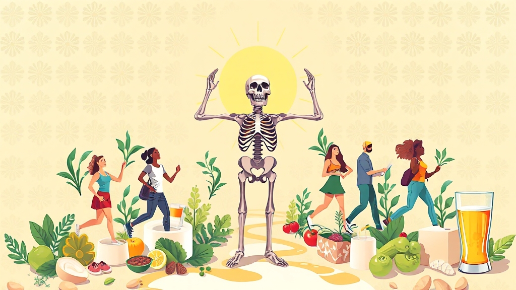 골다공증 예방과 치료를 위한 생활 습관 (illustration 스타일)