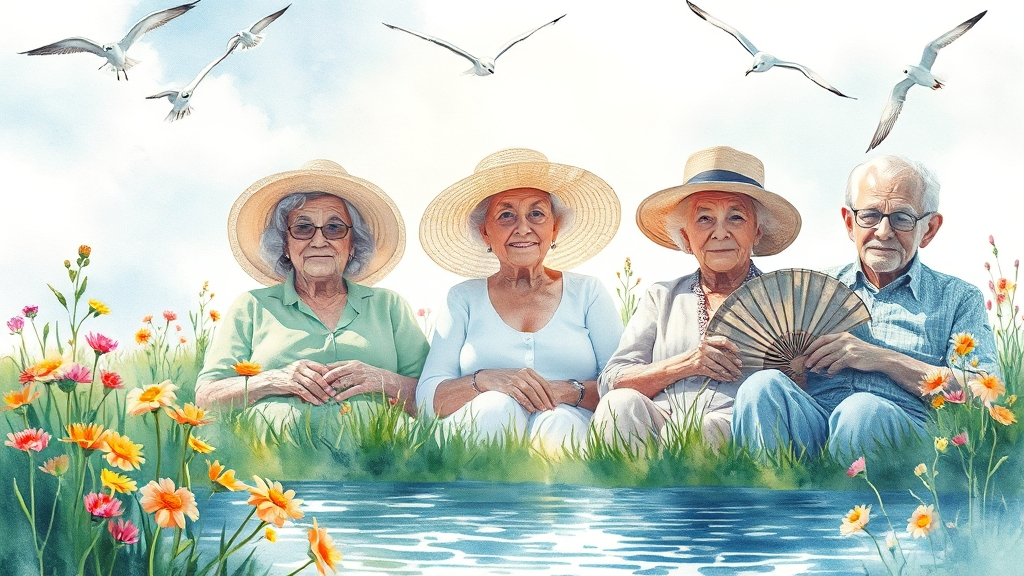 폭염 대비 행동 요령 및 건강 관리 (watercolor 스타일)