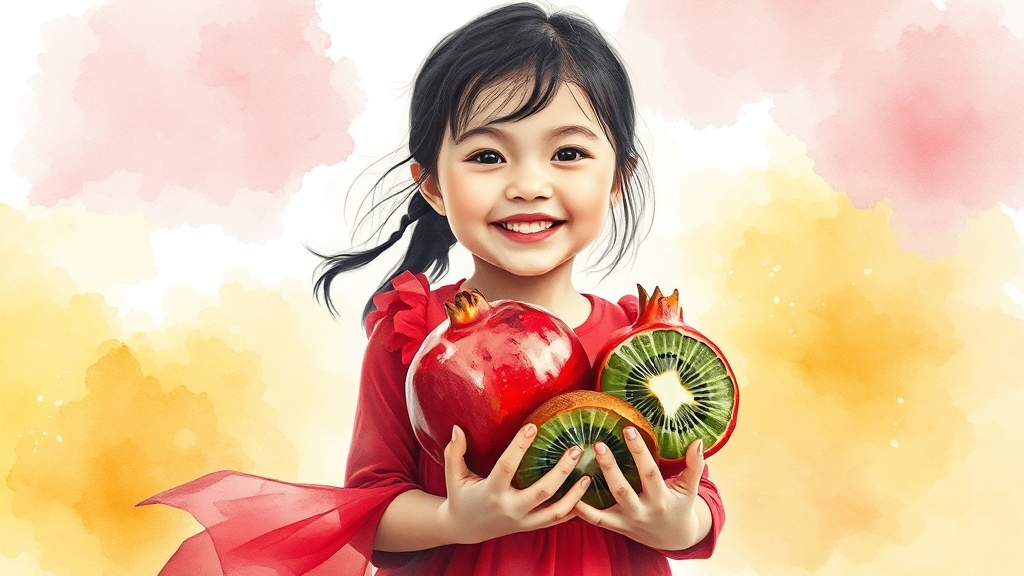 석류의 다양한 효능 (watercolor 스타일)