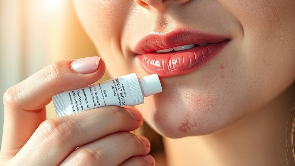 입술 포진, 치료 및 관리법 (realistic 스타일)