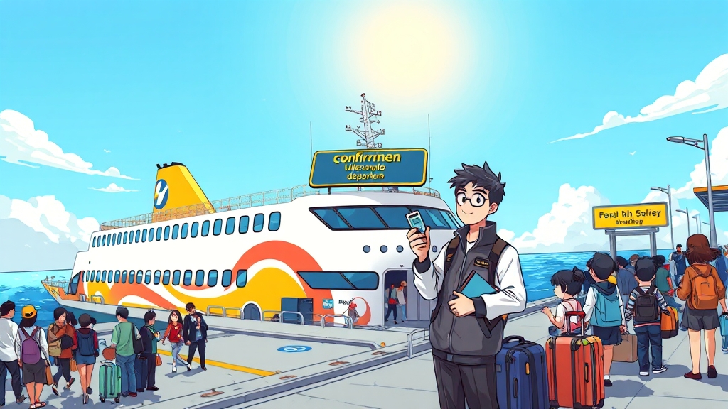 배편 이용 시 주의사항 (cartoon 스타일)