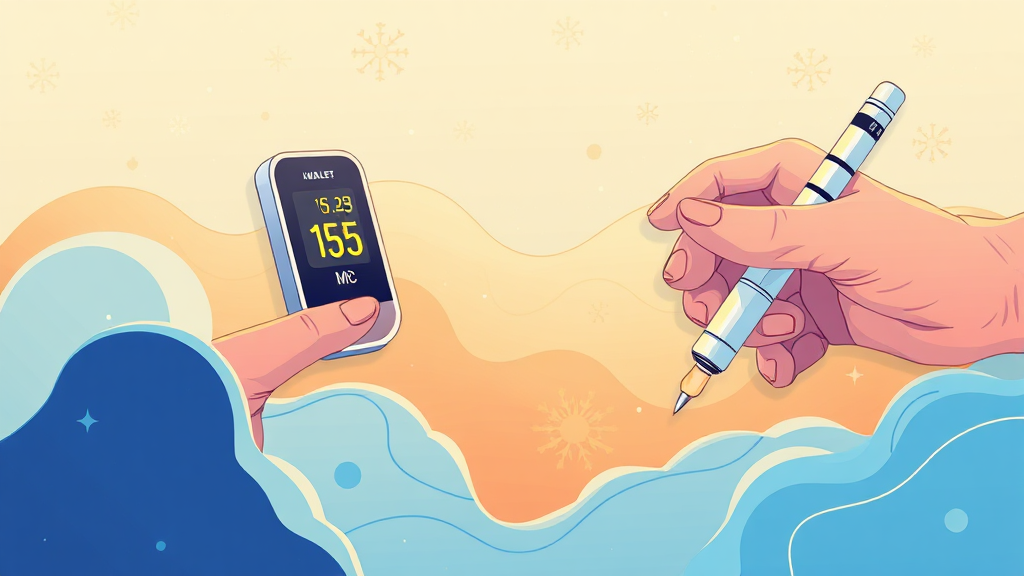 첨단 기기 활용: 연속혈당측정기부터 스마트 인슐린 펜까지 (illustration 스타일)