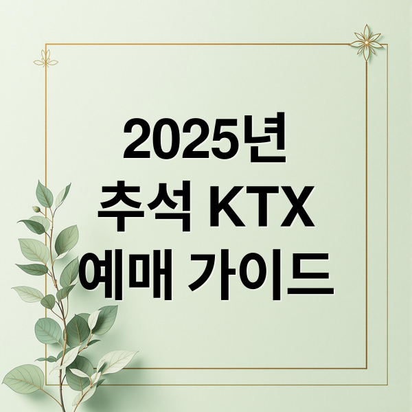 2025년 추석 KTX 예매 가이드 (ktx 추석 예매)