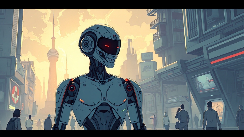 휴머노이드 로봇의 미래와 윤리적 고려사항 (illustration 스타일)