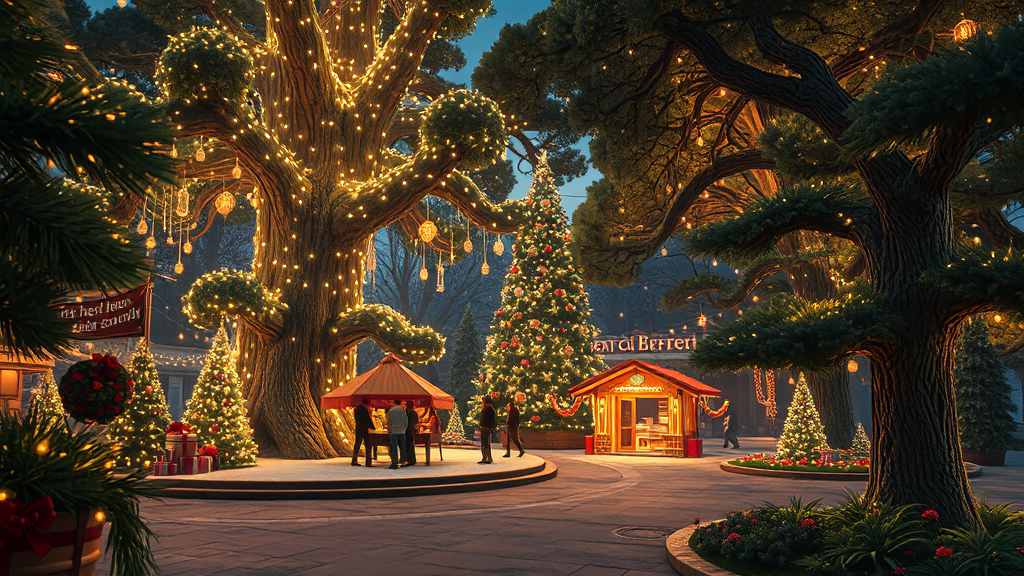 주요 시설 및 테마 공간 (realistic 스타일)