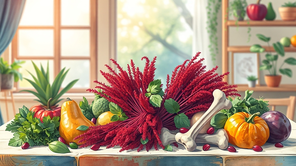 비름나물의 놀라운 효능 (cartoon 스타일)