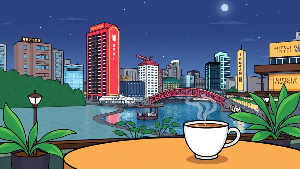 최적의 위치, 미쓰이 가든 호텔 기온 (cartoon 스타일)