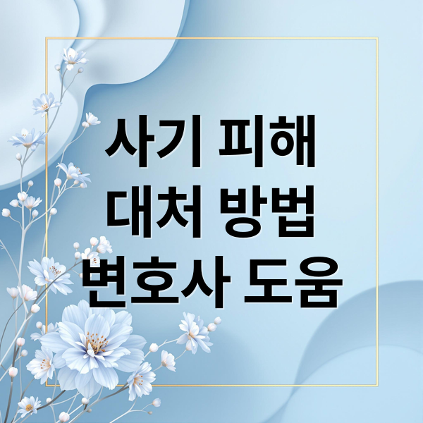 사기 피해
대처 방법
변호사 도움 (사기 사건 법적 대처)