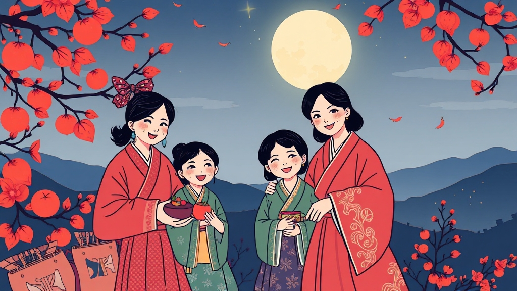 AI 활용 특별한 추석 카드 (illustration 스타일)