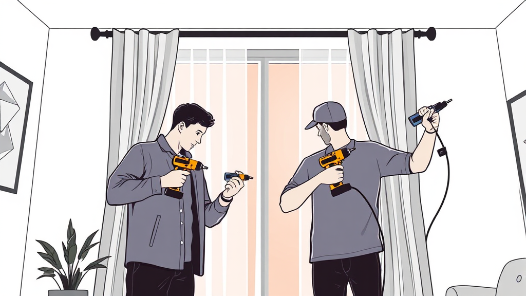 전동 커튼 DIY 설치 방법 (illustration 스타일)